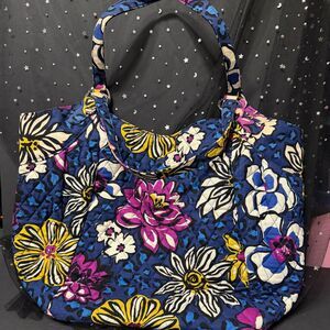 Vera Bradley African Violet Tote Bag Retired 2014 Floral Quilted Shoulder Purse
